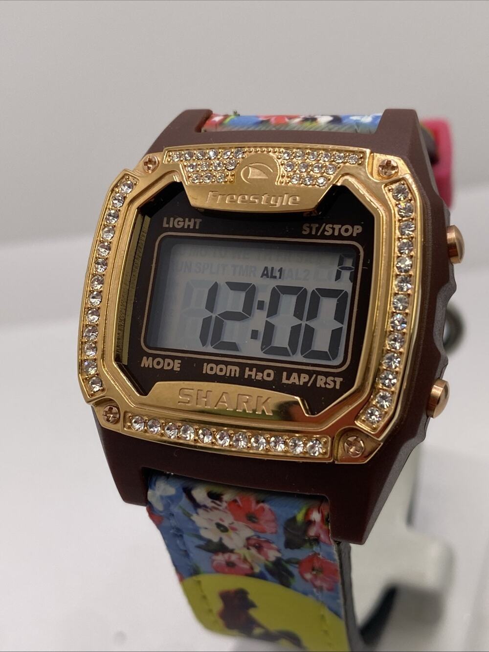 Freestyle Shark Rosegold Rhinestone Mermaid Flora Band Surfing Watch New Battery